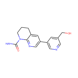 NC(=O)N1CCCc2cc(-c3cncc(CO)c3)cnc21 ZINC000221456388