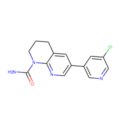 NC(=O)N1CCCc2cc(-c3cncc(Cl)c3)cnc21 ZINC000221434986