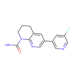 NC(=O)N1CCCc2cc(-c3cncc(F)c3)cnc21 ZINC000221435290