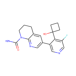 NC(=O)N1CCCc2cc(-c3cncc(F)c3C3(O)CCC3)cnc21 ZINC001772613037