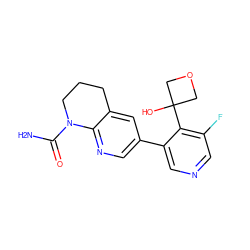 NC(=O)N1CCCc2cc(-c3cncc(F)c3C3(O)COC3)cnc21 ZINC001772616341