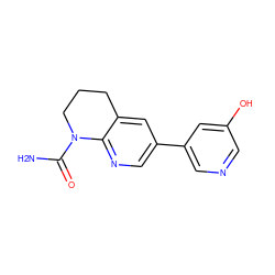 NC(=O)N1CCCc2cc(-c3cncc(O)c3)cnc21 ZINC001772608046