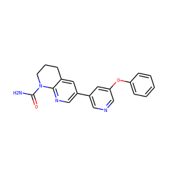 NC(=O)N1CCCc2cc(-c3cncc(Oc4ccccc4)c3)cnc21 ZINC000221466311