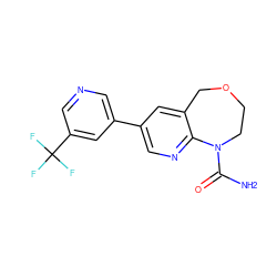 NC(=O)N1CCOCc2cc(-c3cncc(C(F)(F)F)c3)cnc21 ZINC001772617786