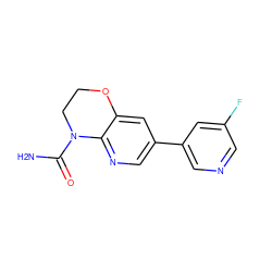 NC(=O)N1CCOc2cc(-c3cncc(F)c3)cnc21 ZINC000221446798