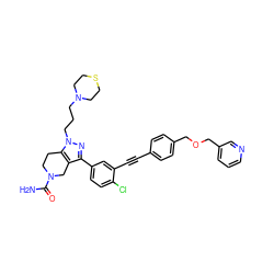 NC(=O)N1CCc2c(c(-c3ccc(Cl)c(C#Cc4ccc(COCc5cccnc5)cc4)c3)nn2CCCN2CCSCC2)C1 ZINC000095593711