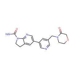 NC(=O)N1CCc2cc(-c3cncc(CN4CCOCC4=O)c3)cnc21 ZINC001772571498