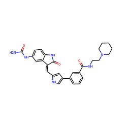 NC(=O)Nc1ccc2c(c1)/C(=C/c1cc(-c3cccc(C(=O)NCCN4CCCCC4)c3)c[nH]1)C(=O)N2 ZINC000028708322