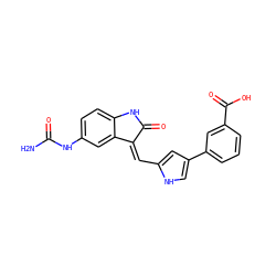 NC(=O)Nc1ccc2c(c1)/C(=C/c1cc(-c3cccc(C(=O)O)c3)c[nH]1)C(=O)N2 ZINC000028708318