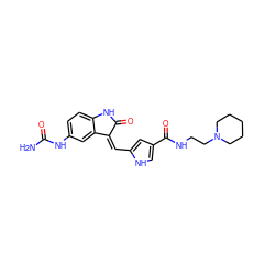 NC(=O)Nc1ccc2c(c1)/C(=C/c1cc(C(=O)NCCN3CCCCC3)c[nH]1)C(=O)N2 ZINC000028708310