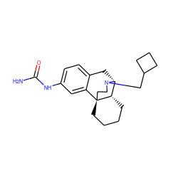 NC(=O)Nc1ccc2c(c1)[C@@]13CCCC[C@H]1[C@@H](C2)N(CC1CCC1)CC3 ZINC000028714162