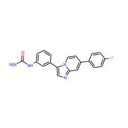 NC(=O)Nc1cccc(-c2cnc3cc(-c4ccc(F)cc4)ccn23)c1 ZINC000146926946