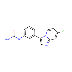 NC(=O)Nc1cccc(-c2cnc3cc(Cl)ccn23)c1 ZINC000139571000