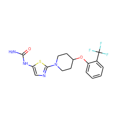 NC(=O)Nc1cnc(N2CCC(Oc3ccccc3C(F)(F)F)CC2)s1 ZINC000049035139