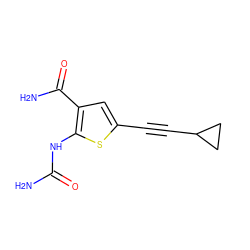 NC(=O)Nc1sc(C#CC2CC2)cc1C(N)=O ZINC000028524200