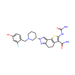 NC(=O)Nc1sc2c(c1C(N)=O)CCc1nn([C@H]3CCCN(Cc4ccc(O)cc4F)C3)cc1-2 ZINC000066098778