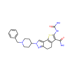 NC(=O)Nc1sc2c(c1C(N)=O)CCc1nn(C3CCN(Cc4ccccc4)CC3)cc1-2 ZINC000066066172