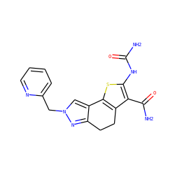 NC(=O)Nc1sc2c(c1C(N)=O)CCc1nn(Cc3ccccn3)cc1-2 ZINC000066066478