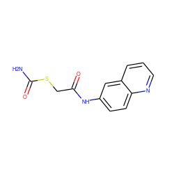 NC(=O)SCC(=O)Nc1ccc2ncccc2c1 ZINC000001669515