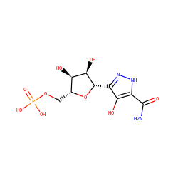 NC(=O)c1[nH]nc([C@@H]2O[C@H](COP(=O)(O)O)[C@@H](O)[C@H]2O)c1O ZINC000049803241