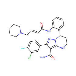 NC(=O)c1c(-c2ccc(F)c(Cl)c2)nn2c1NCC[C@H]2c1ccccc1NC(=O)/C=C/CN1CCCCC1 ZINC001772611493