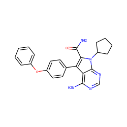 NC(=O)c1c(-c2ccc(Oc3ccccc3)cc2)c2c(N)ncnc2n1C1CCCC1 ZINC000026277405