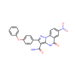 NC(=O)c1c(-c2ccc(Oc3ccccc3)cc2)nn2c1[nH]c(=O)c1cc([N+](=O)[O-])ccc12 ZINC001772630448