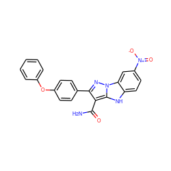 NC(=O)c1c(-c2ccc(Oc3ccccc3)cc2)nn2c1[nH]c1ccc([N+](=O)[O-])cc12 ZINC001772584097