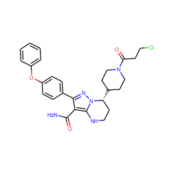 NC(=O)c1c(-c2ccc(Oc3ccccc3)cc2)nn2c1NCC[C@H]2C1CCN(C(=O)CCCl)CC1 ZINC001772606336