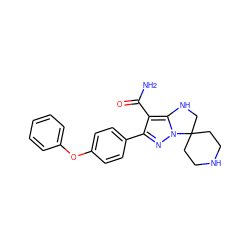 NC(=O)c1c(-c2ccc(Oc3ccccc3)cc2)nn2c1NCC21CCNCC1 ZINC000081052772