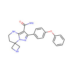 NC(=O)c1c(-c2ccc(Oc3ccccc3)cc2)nn2c1NCCC21CNC1 ZINC001772642555