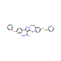 NC(=O)c1c(-c2ccc(Oc3ccccc3)cc2)nn2c1Nc1ccc(OCc3cccnc3)cc1CC2 ZINC000045369031