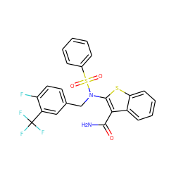 NC(=O)c1c(N(Cc2ccc(F)c(C(F)(F)F)c2)S(=O)(=O)c2ccccc2)sc2ccccc12 ZINC000115234144