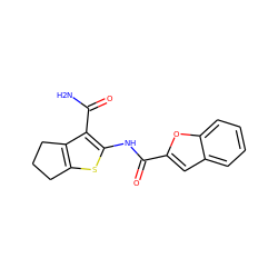 NC(=O)c1c(NC(=O)c2cc3ccccc3o2)sc2c1CCC2 ZINC000003324261