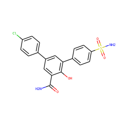 NC(=O)c1cc(-c2ccc(Cl)cc2)cc(-c2ccc(S(N)(=O)=O)cc2)c1O ZINC000028703832