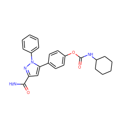 NC(=O)c1cc(-c2ccc(OC(=O)NC3CCCCC3)cc2)n(-c2ccccc2)n1 ZINC000299860917