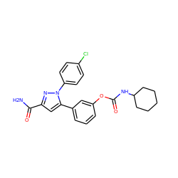 NC(=O)c1cc(-c2cccc(OC(=O)NC3CCCCC3)c2)n(-c2ccc(Cl)cc2)n1 ZINC000299857569