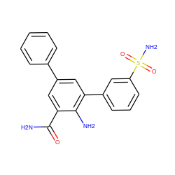 NC(=O)c1cc(-c2ccccc2)cc(-c2cccc(S(N)(=O)=O)c2)c1N ZINC000028703779