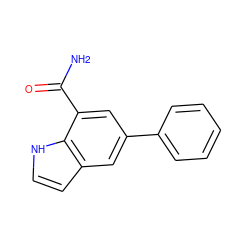 NC(=O)c1cc(-c2ccccc2)cc2cc[nH]c12 ZINC000038364164