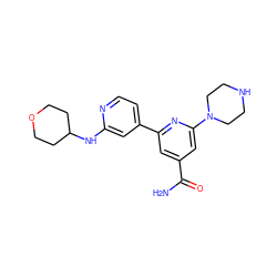 NC(=O)c1cc(-c2ccnc(NC3CCOCC3)c2)nc(N2CCNCC2)c1 ZINC000058568565