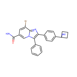 NC(=O)c1cc(Br)c2nc(-c3ccc(C4(N)CCC4)cc3)c(-c3ccccc3)n2c1 ZINC000113659607