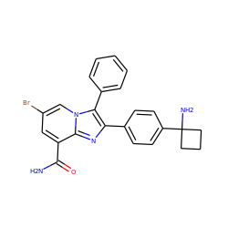 NC(=O)c1cc(Br)cn2c(-c3ccccc3)c(-c3ccc(C4(N)CCC4)cc3)nc12 ZINC000113656395