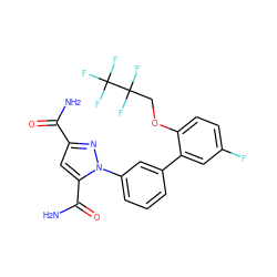 NC(=O)c1cc(C(N)=O)n(-c2cccc(-c3cc(F)ccc3OCC(F)(F)C(F)(F)F)c2)n1 ZINC000066258295