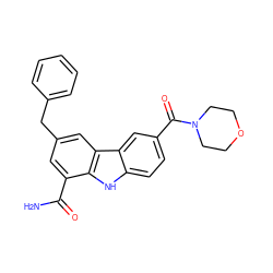 NC(=O)c1cc(Cc2ccccc2)cc2c1[nH]c1ccc(C(=O)N3CCOCC3)cc12 ZINC000113200129