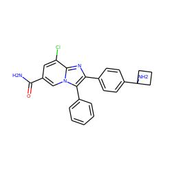 NC(=O)c1cc(Cl)c2nc(-c3ccc(C4(N)CCC4)cc3)c(-c3ccccc3)n2c1 ZINC000113655468