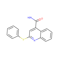 NC(=O)c1cc(Sc2ccccc2)nc2ccccc12 ZINC000001628188