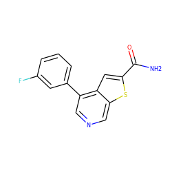 NC(=O)c1cc2c(-c3cccc(F)c3)cncc2s1 ZINC000063298471