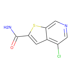 NC(=O)c1cc2c(Cl)cncc2s1 ZINC000013862341