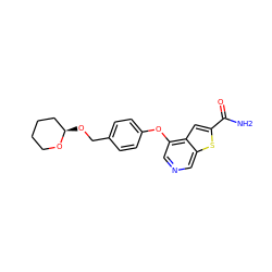 NC(=O)c1cc2c(Oc3ccc(CO[C@@H]4CCCCO4)cc3)cncc2s1 ZINC000013864442