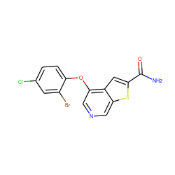 NC(=O)c1cc2c(Oc3ccc(Cl)cc3Br)cncc2s1 ZINC000013864392